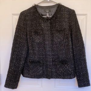 Alfani Channel-like tweed sparkly jacket with hidden snap front and 4 pockets
